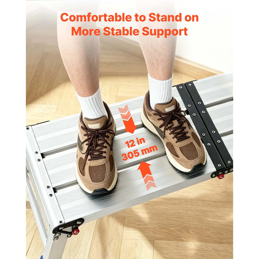 Folding Aluminum Work Platform Step Stool 500 lbs Adjustable Height Folding Work Platform Vue