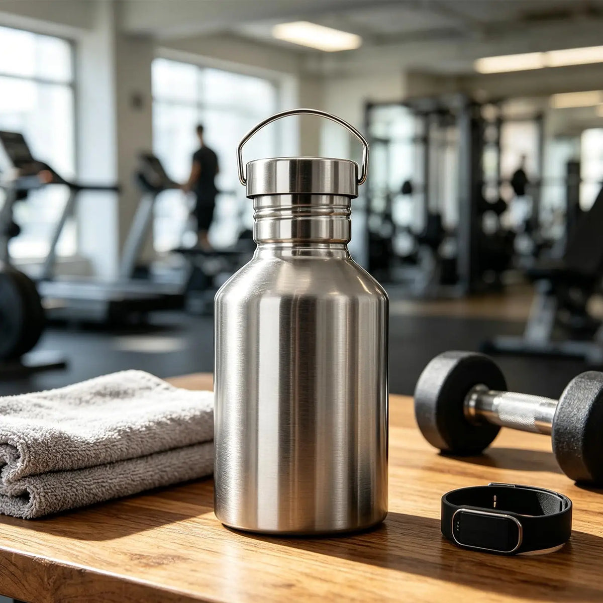 2L Stainless Steel Water Cup Large Capacity Wide Mouth Travel Bottle for Men Women Outdoor Sports Hiking Fishing Summer Vue