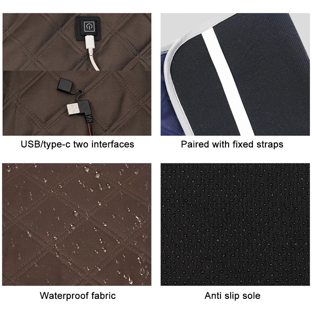 5V USB Heating Pad Electric Heated Blanket Rechargeable Cold Resistant 3-Level Temperature Outdoor Camping Heated Electric Mat Vue