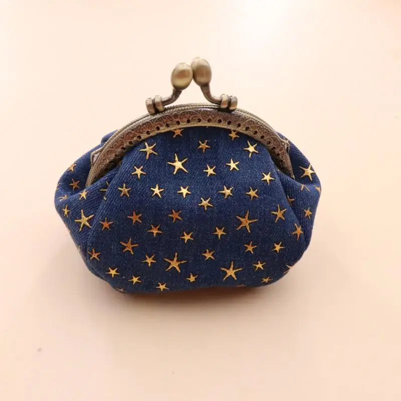 Denim Star Coin Purse for Women Mini Wallet with Buckle Card Holder Small Pocket Purse Everyday Use Vue A1