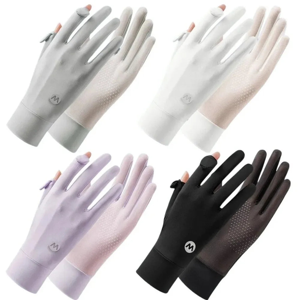 Touchscreen Breathable Sun Protection Gloves Non-Slip Stretchy Cycling Gloves Quick-Dry Lightweight Ice Silk Gloves Hiking Vue