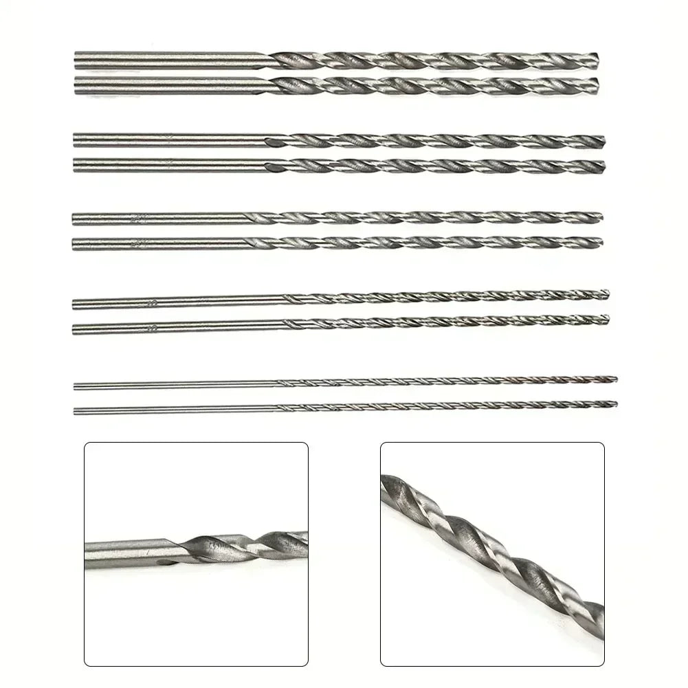 10pc Extra Long HSS Drill Bit Set 150mm | 2mm–5mm Twist Bits HSS Twist Drill Bit Set Vue