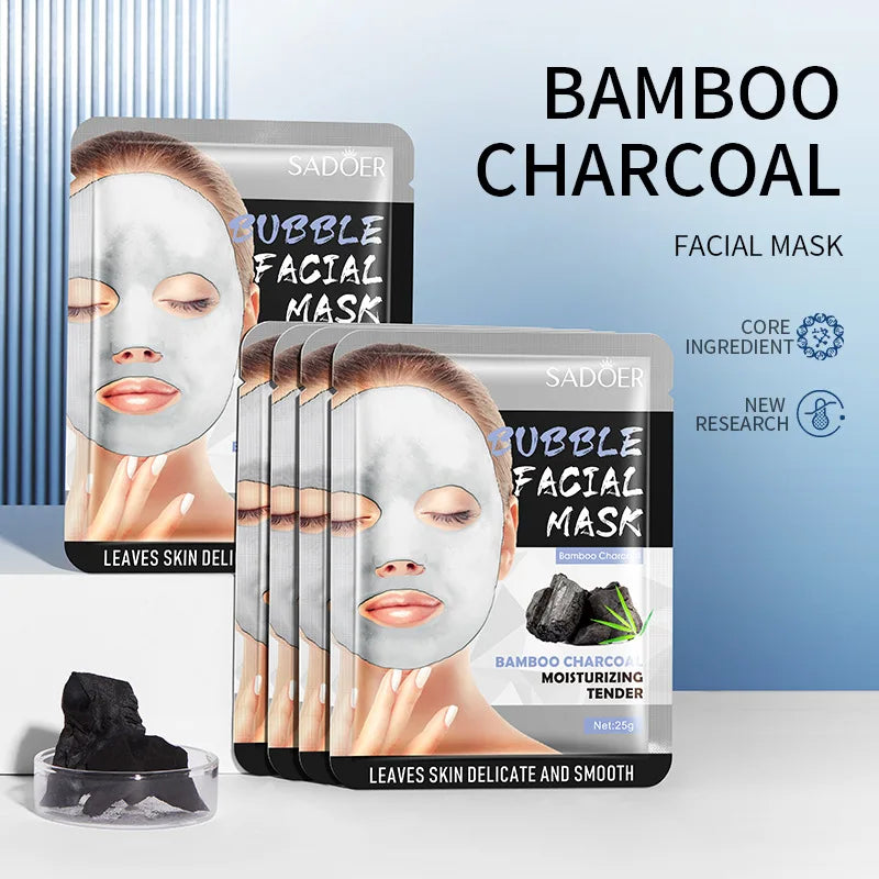 20 Pieces of Bamboo Charcoal Bubble Mask, Moisturizing and Nourishing, Deep Cleansing, Gentle and Skin-Friendly Texture, High-Fitting Mask That Can Purify and Soften the Skin Vue