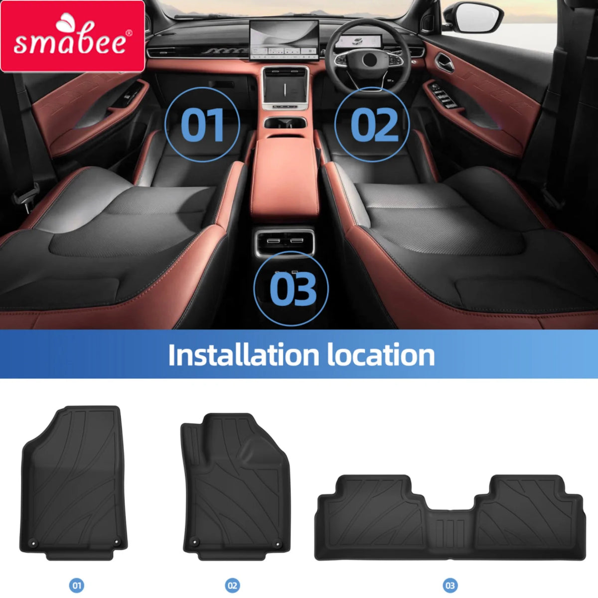 Smabee Geely Proton X50 2020-2025 TPE 3D Car Floor Mats & Trunk Pad Car Floor Mat Set Vue
