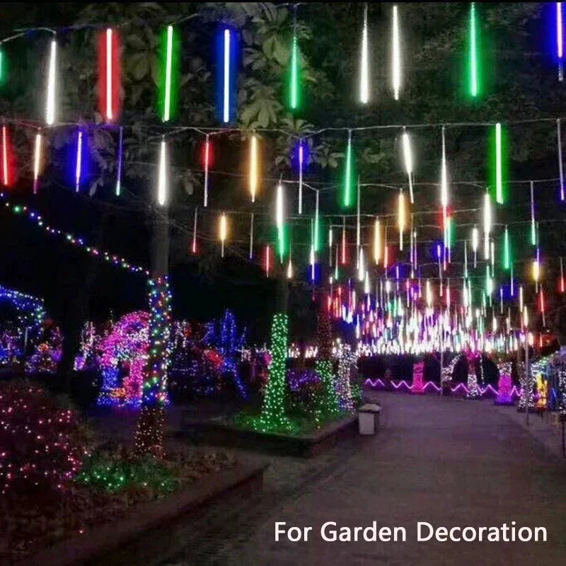 Solar Meteor Shower Rain String Lights Waterproof Garden Light 8 Tubes Christmas Tree Holiday Party Wedding Holiday Decoration Vue
