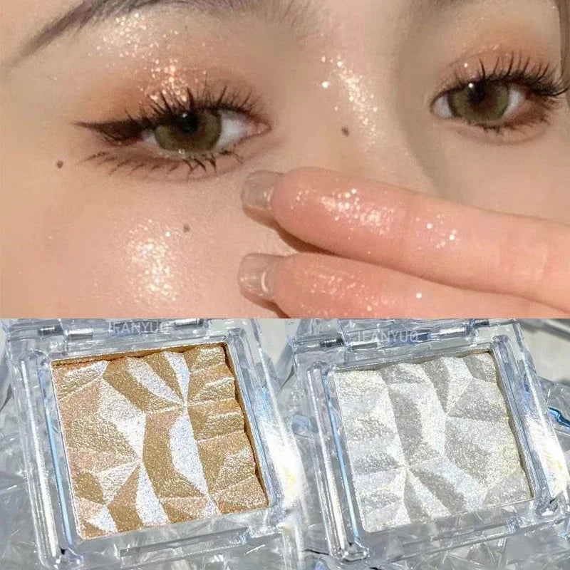 Highlighter Eyeshadow Palette Monochrome Diamond Sparkling Fine Shimmer Sequin Pearly Chameleon 3D Eye Shadow Pigment Contour Vue