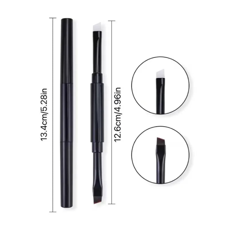 2 in 1 Angled & Silicone Brow Brush with Cap Multi-function Brow Definer & Eyeliner Brush Multi-use Brow & Eyeliner Makeup Tool Vue