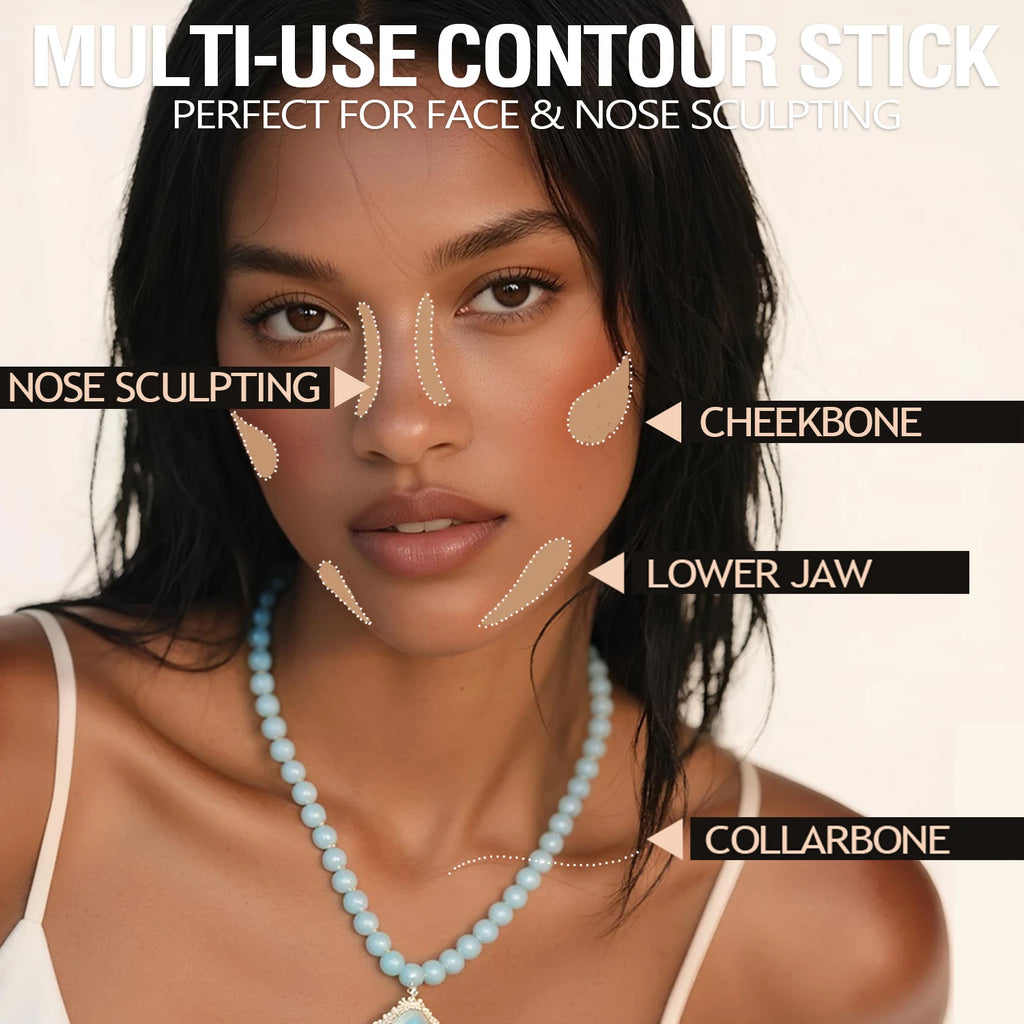 LANGMANNI Tri-Color Multi-Functional Face Brightening Contour Stick Contouring & Brightening Skin-Perfecting Stick Vue
