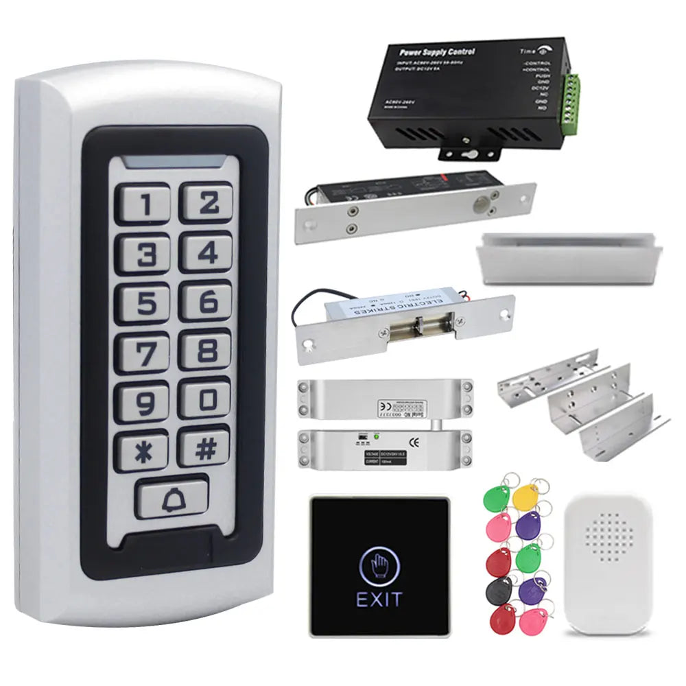 Automatic Gate Opener System Set RFID Access Control with 125kHz Wiegand Card Reader Metal Keypad Vehicle Detection Security Vue