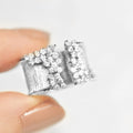 Huitan Women's Wide Gold CZ Stone Ring – Geometric Statement Fashion Statement Ring Vue Q304 10