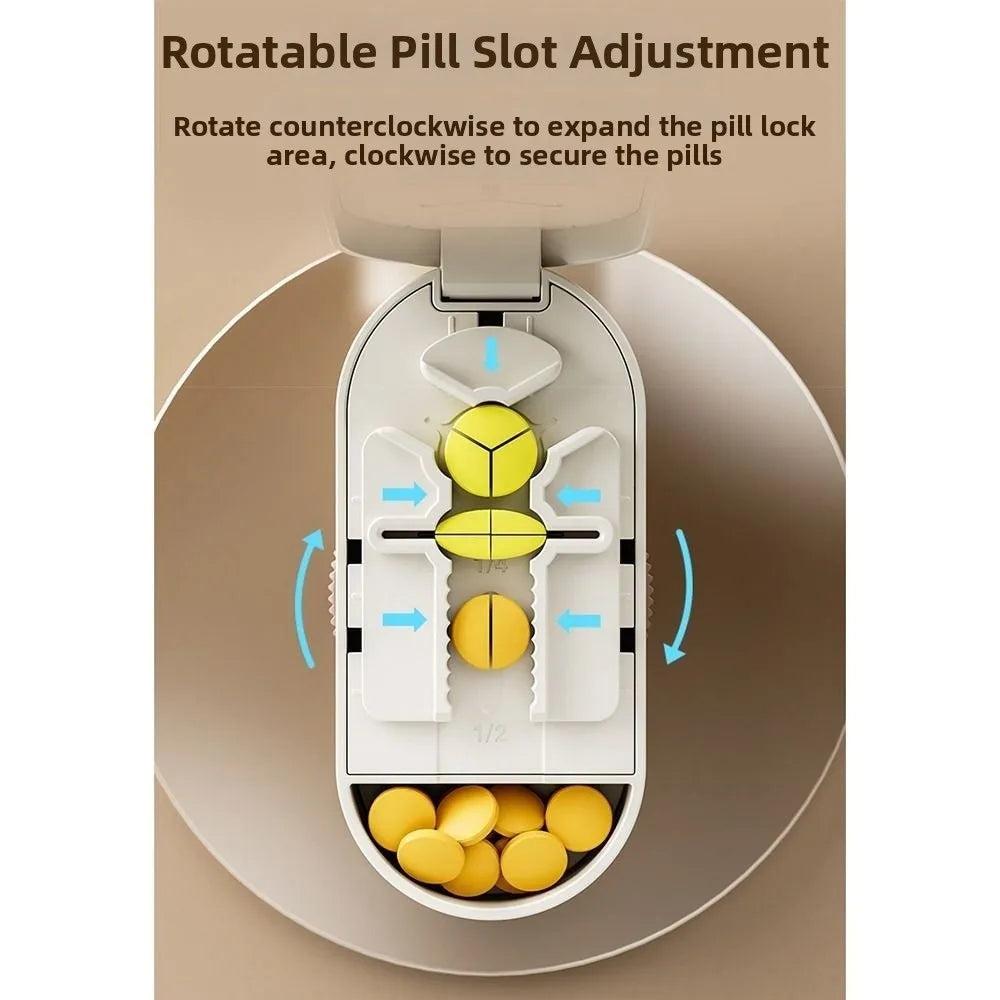 Adjustable Design Portable Pill Cutter Dustproof Sliding Adjust Tablet Divider Precise Cutting with Cleaning Bush Vue