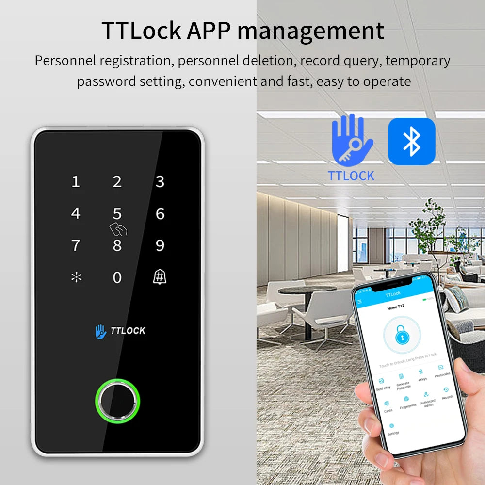 Bluetooth Nfc Rfid Keypad TTLOCK App Fingerprint G2 Wifi Gateway Support 13.56Mhz Card Access Control System MJ02 Metal Alloy Vue