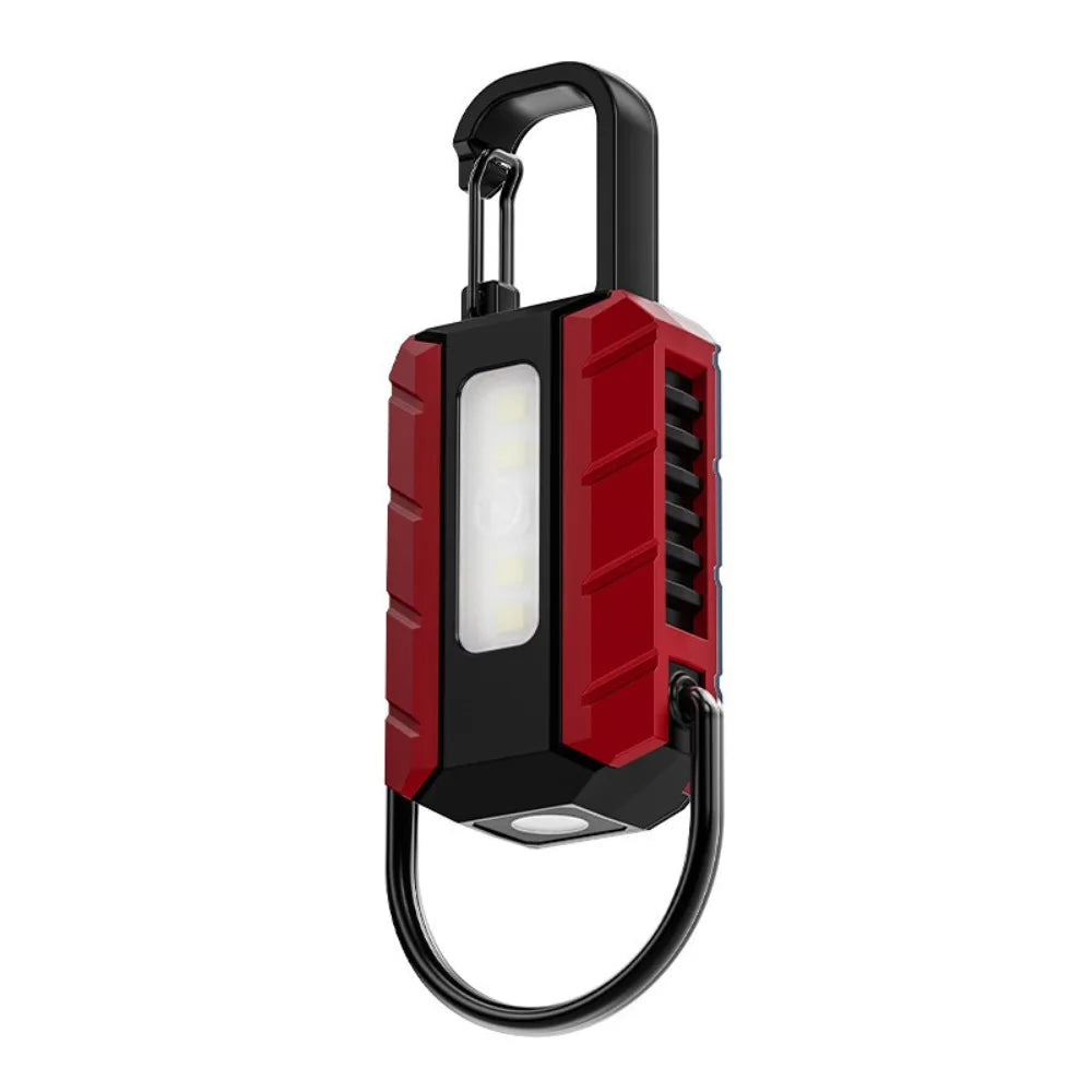 6 Gears LED Keychain Flashlight Dual Light Source Portable Mini Keychain Light High Bright Multifunction Emergency Work Lights Vue Red
