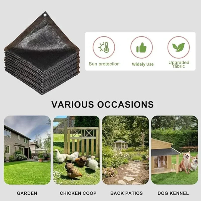 2x2m/2x4m Black Sun Shade Net Beige Shading Net UV Protection Plant Shed Outdoor Sunshade Mesh HDPE Sunscreen Fabric Sunshade Vue