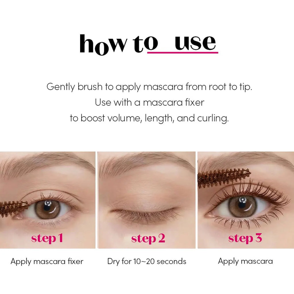 ETUDE Curl Fix Mascara 02 Brown,Smudge-Proof & Volume-Boosting,Lash Holding Power & Natural Finish,Korean Cosmetic,Korean Makeup Vue