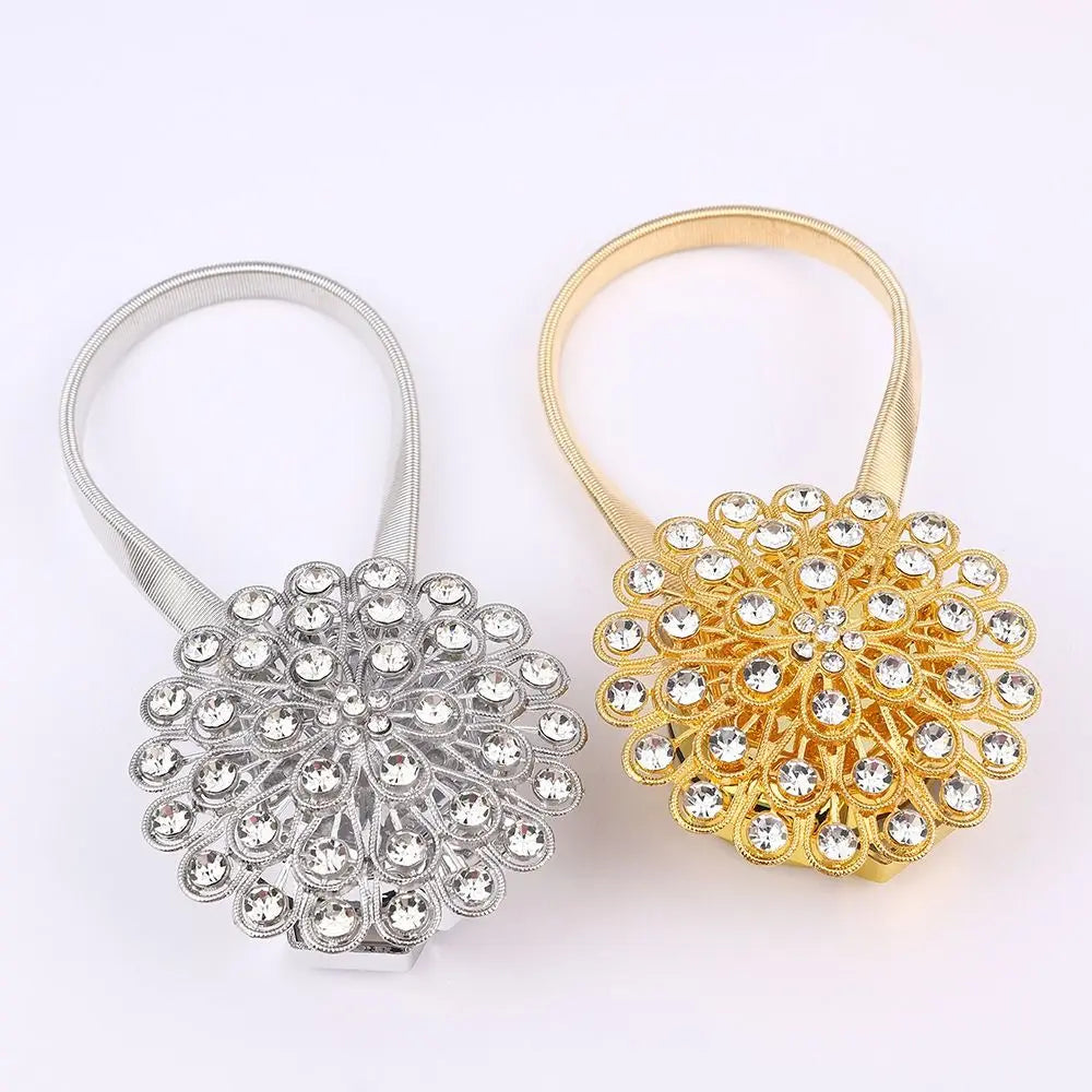Flower Shape Magnetic Curtain Holdback Clips Magnet Fastening Sparkling Crystal Curtain Tieback Fasteners Attractive Design Vue