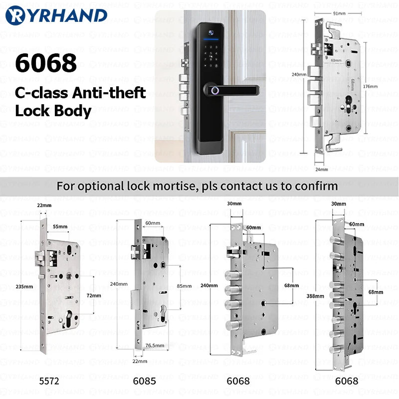 YRHAND Tuya Wifi Video Intercom Lock Remote Unlocking Digital Electronic Biometrics Waterproof Smart Door Lock For Home Vue
