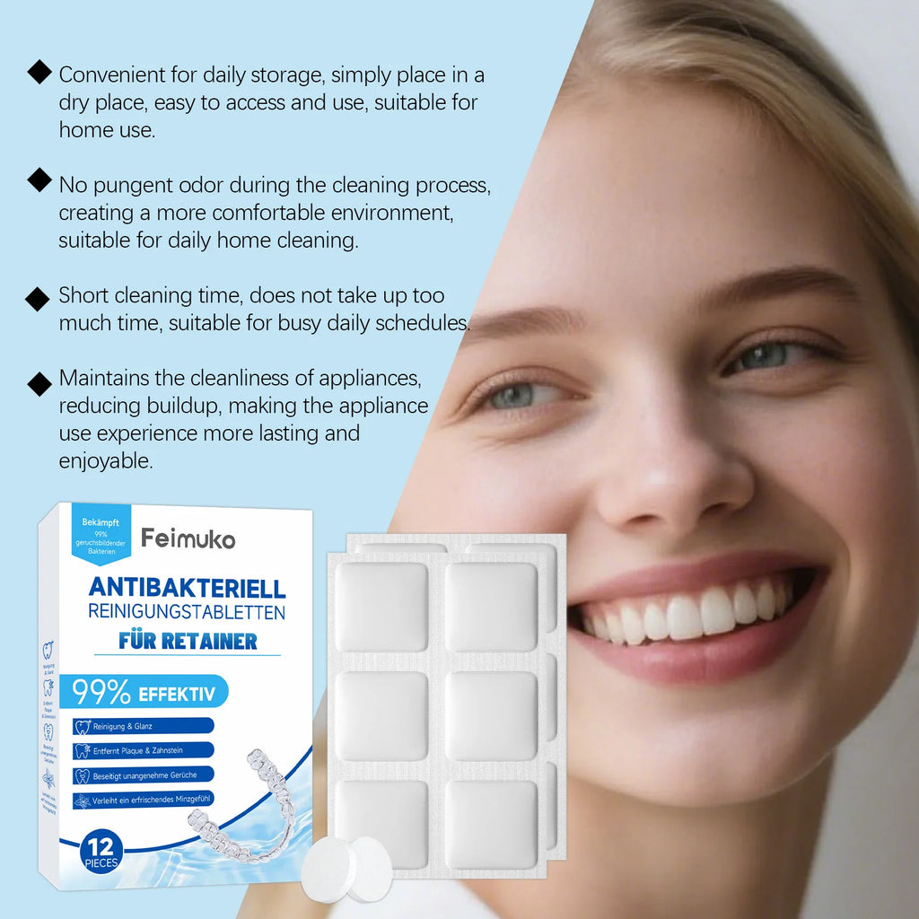 Denture & Retainer Cleansing Tablets – Powerful Removes Tartar, Stains & Buildup, Eliminates Odor, for Daily Denture Care Vue