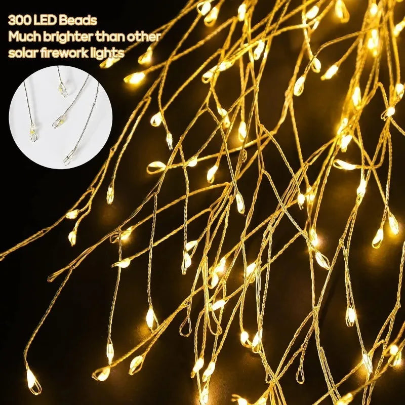 Outdoor Solar Garden Firework Lights LED Copper Wire Light Stake for Christmas Lawn Pathway Holiday Atmosphere Decoration Vue