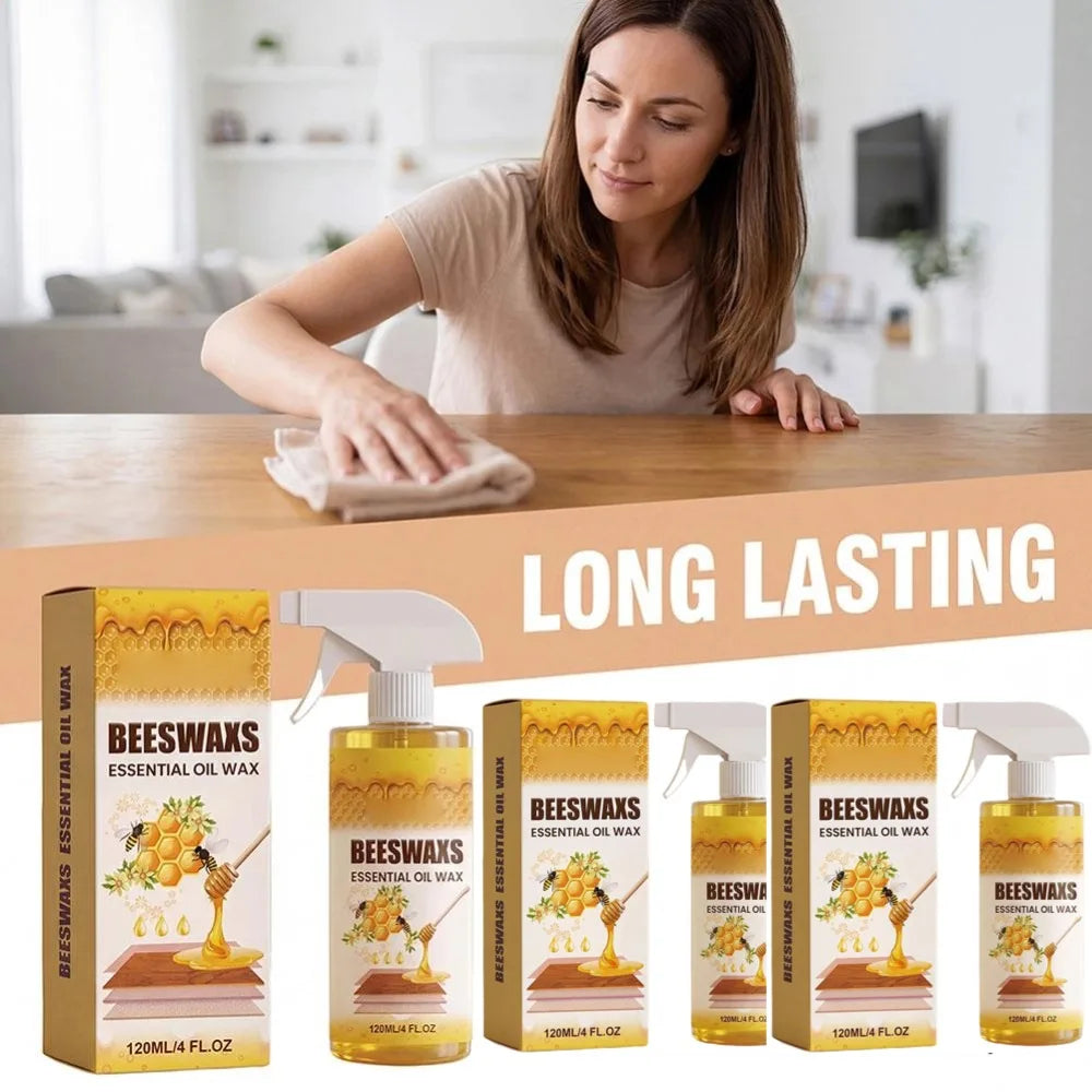 Wooden Furniture Maintenance Floor Cleaner 120ml Beeswax Essential Oil Wax Renovation Brightening Household Wood Polishing Spray Vue