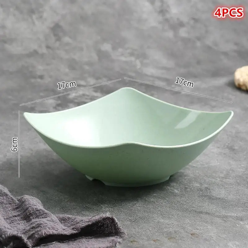 4 Pcs Plastic Salad Mixing Bowls Premium Quality Multipurpose Bowls For Fruit Vegetable Snacks Breakfast Restaurant Cafe〔CC11〕 Vue Green