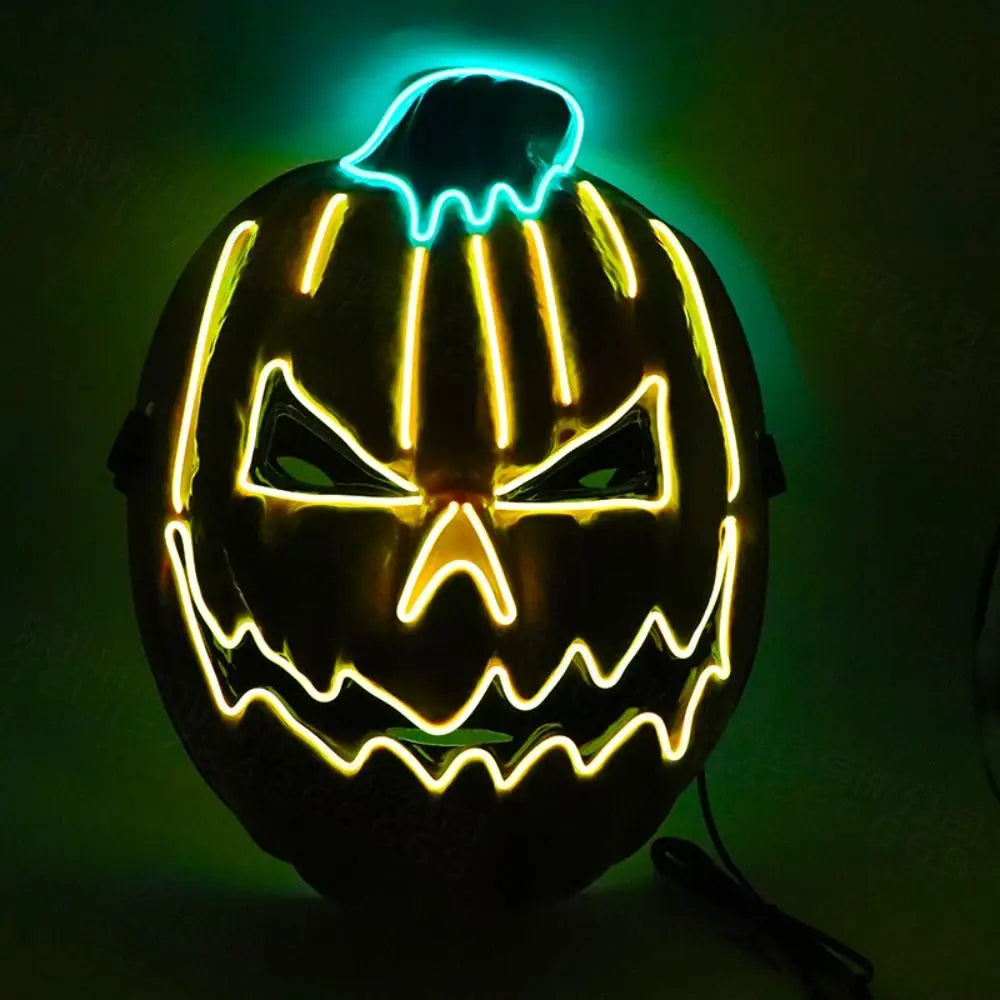 Party Gift Realistic LED Pumpkin Mask Spooky Creativity Halloween Glowing Mask Funny Orange Luminous Cosplay Mask Carnival Party Vue