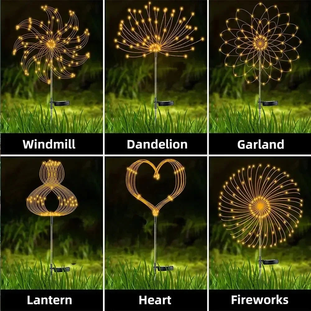 Outdoor LED Solar Firework Lights Garden Decoration Fairy Lights Waterproof Dandelion Lawn Lamp for Garden Landscape Lawn Decor Vue