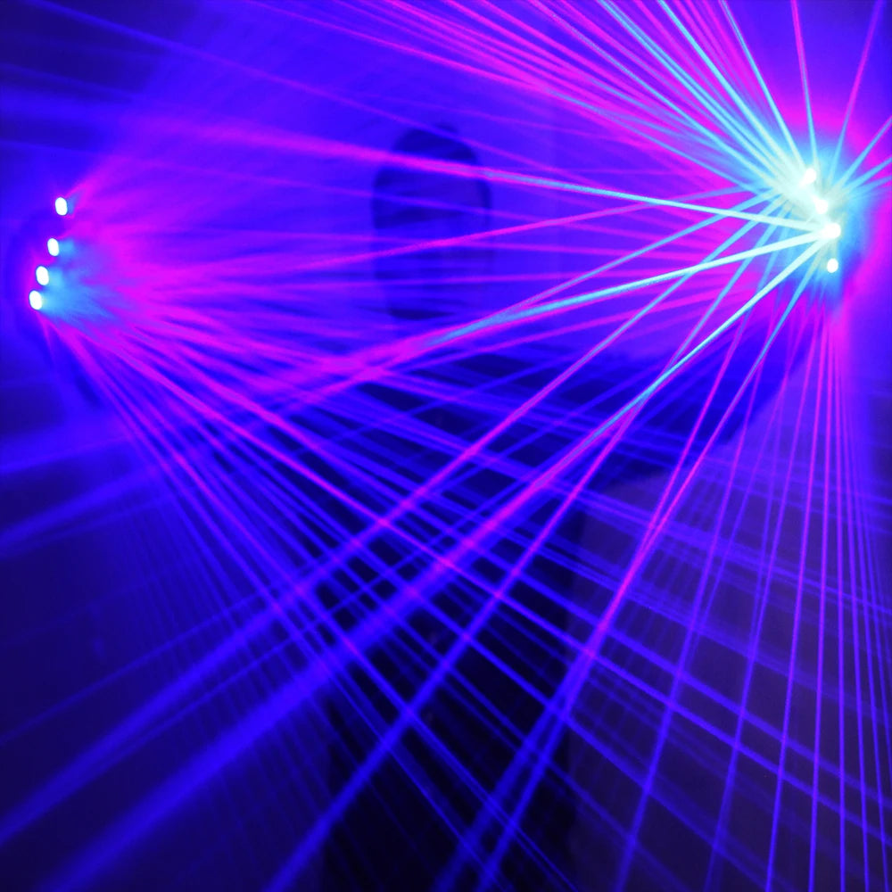 2 in 1 Blue Laser Gloves Multi-line Lazer Mitten Ray Gloves Rechargeable Rave Professional Stage Performance Costume Customizabl Vue