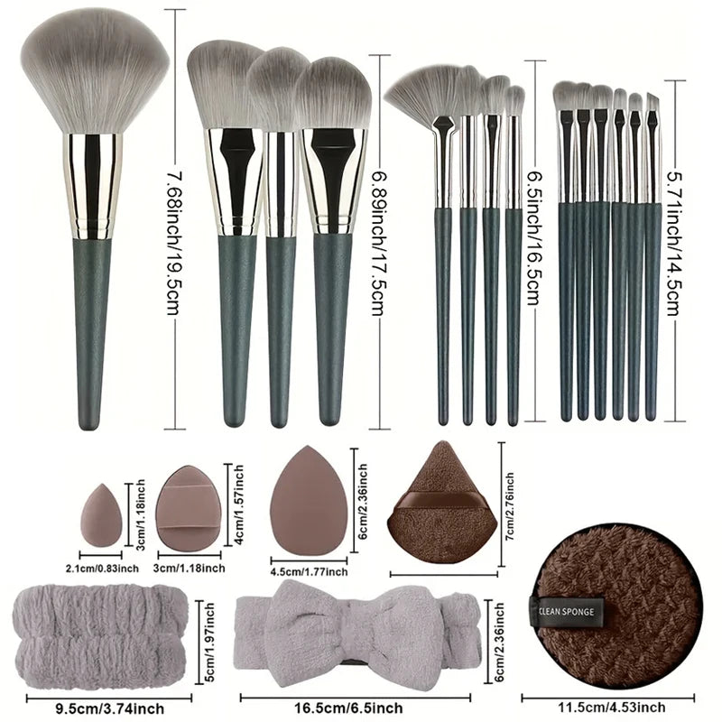 14pc Makeup Brush Set 34pc Travel Portable Foundation Concealer Blush Makeup Brushes Professional Eyeshadow Blending Beauty Tool Vue