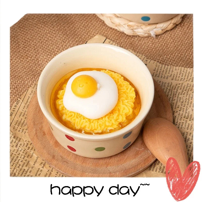Birthday Noodle Scented Candle Novelty Cute Egg Instant Ramen Gift For Best Friend Party Table Centerpiece Cozy Home Display Vue