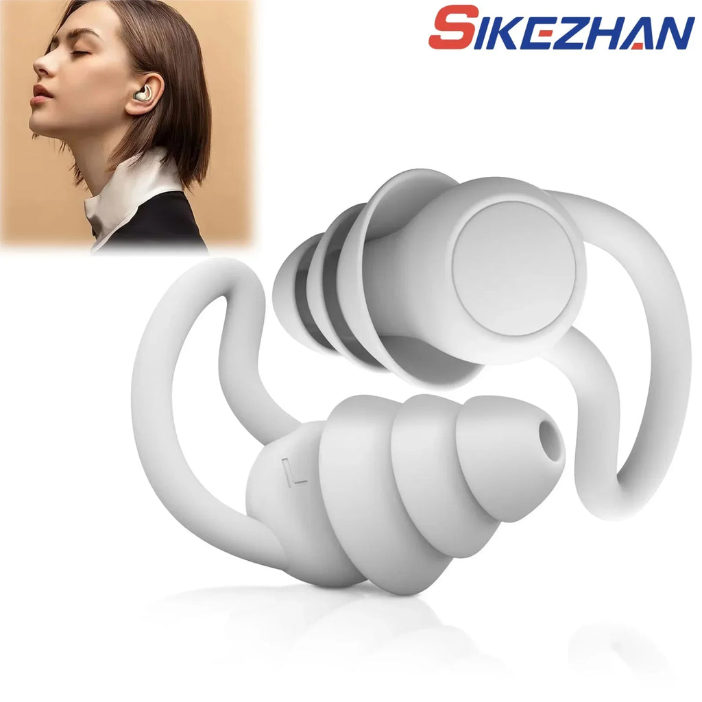 3 Layer Ear Plugs for Sleeping Noise Cancelling, Soft Silicone Reusable Ear Plugs for Sleeping,Swimming, Studying, Concerts Vue