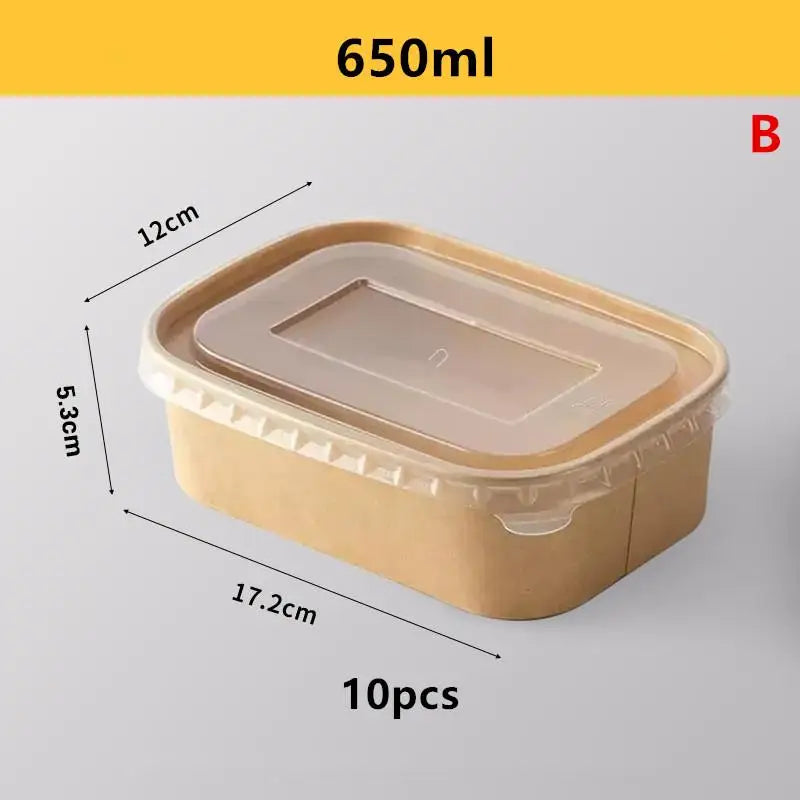 Disposable Lunch Box Kraft Paper Square Fast Food Packing Boxes Bowls Vue B