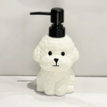 Refillable Bichon Frise Ceramic Soap Dispenser No-Leak Lotion Pump with 2 Pump Options Reusable Pump Dispenser Cute Easy-Clean Vue Black pump head