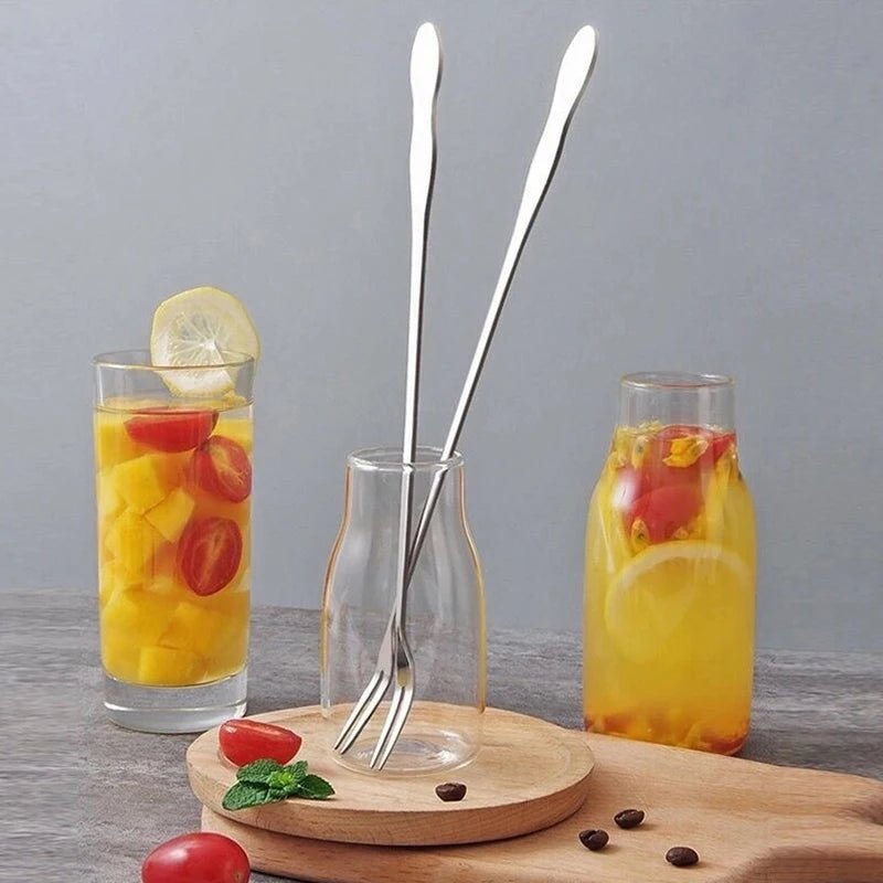 2Pcs Stainless Steel Pickle Fork Spoon Long Handle Jar Pickle Grabber Canning Fruit Fork Utensil Vue