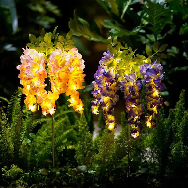 Solar powered wisteria flower lamp, outdoor plug-in grounding lamp, garden passage lighting, outdoor lighting Vue
