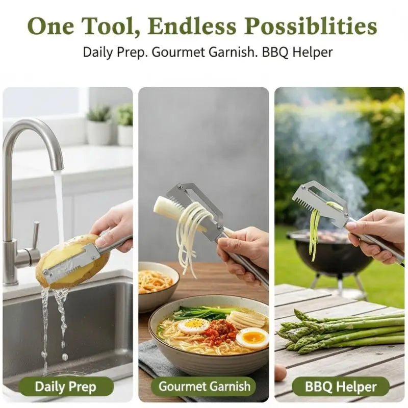1PC Multi Functional Stainless Steel Scallion Peeling Knife Durable Kitchen Handle Tool for Home Vegetable and Food Prep Vue