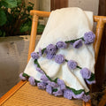 Handmade Gift Crochet Rose Bouquet Blanket Finished Soft Rose Nap Blanket Fashion Flower Hugging Blanket Valentine's Day Vue Purple-60cm-