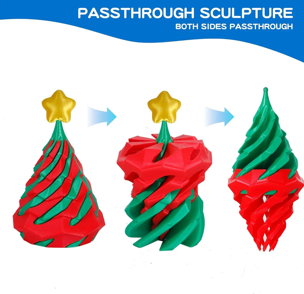 3D Printed Dual Color Spiral Christmas Tree Toy Creative Swirl Cone Stress Relief Gift for Kids Holiday Decoration Xmas Gift Vue