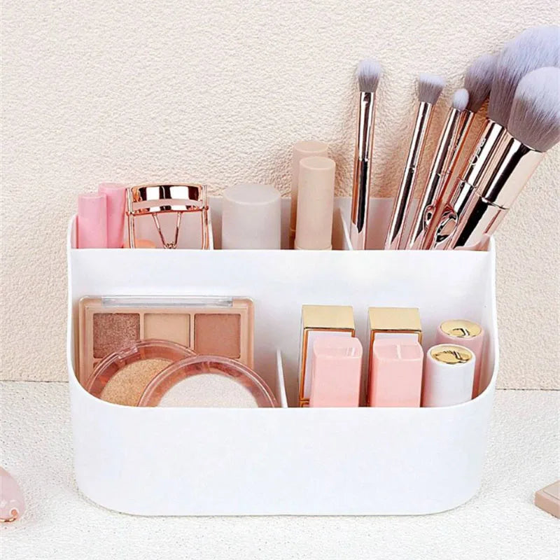 Multi-compartment Makeup Storage Box Desktop Vanity Organizer Cosmetic Tools Sponge Organzier Box for Lipstick Powder Palette Vue