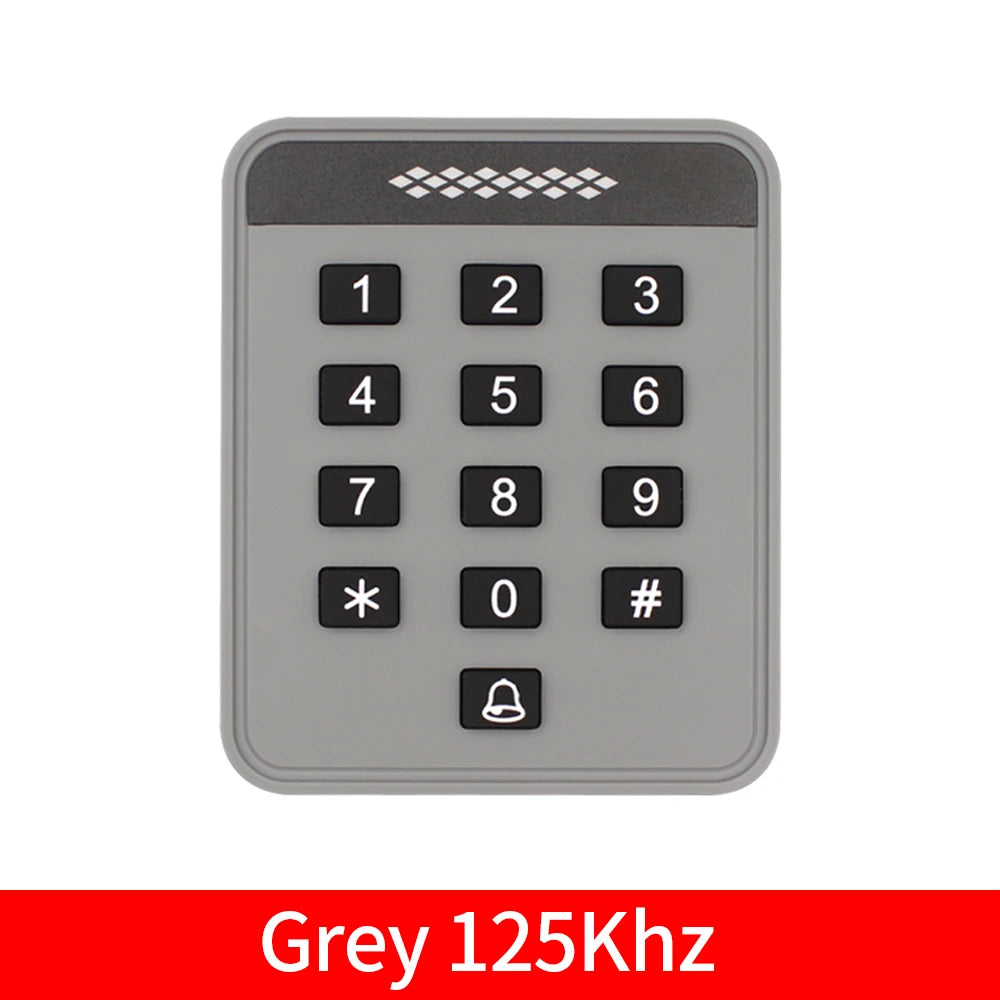 Standalone RFID Access Control Keypad: 1000 User Capacity, Waterproof Design, Keyboard Password, 125KHz/13.56MHz Card Reader Vue gray 125khz