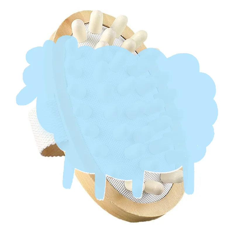 Wooden Body Massage Brush with Smooth Wood Nodes Soft Hand Strap for Muscle Relaxation Exfoliation Spa Vue