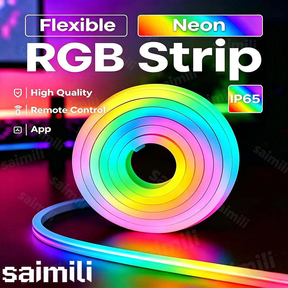 RGB Neon LED Strip Light USB Flexible Rope Lamp Bluetooth APP Remote Control Waterproof Music Sync for Bedroom Party Holiday Vue