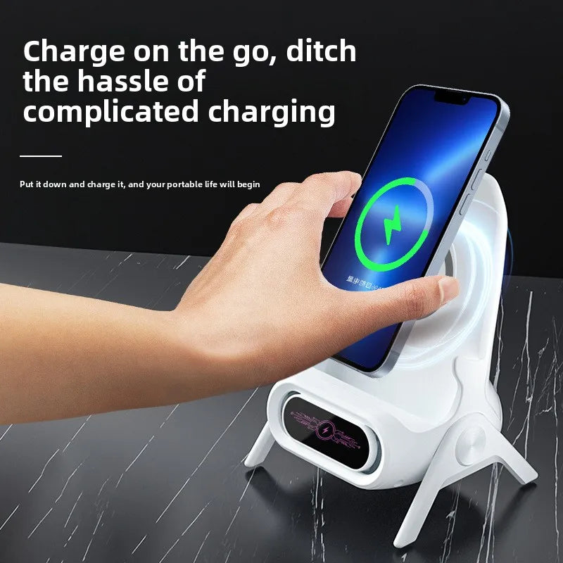1-4pcs Wireless Charging Stand with Speaker for Desk Horizontal Vertical Auto Sensing Fast Charger for All Phones Vue