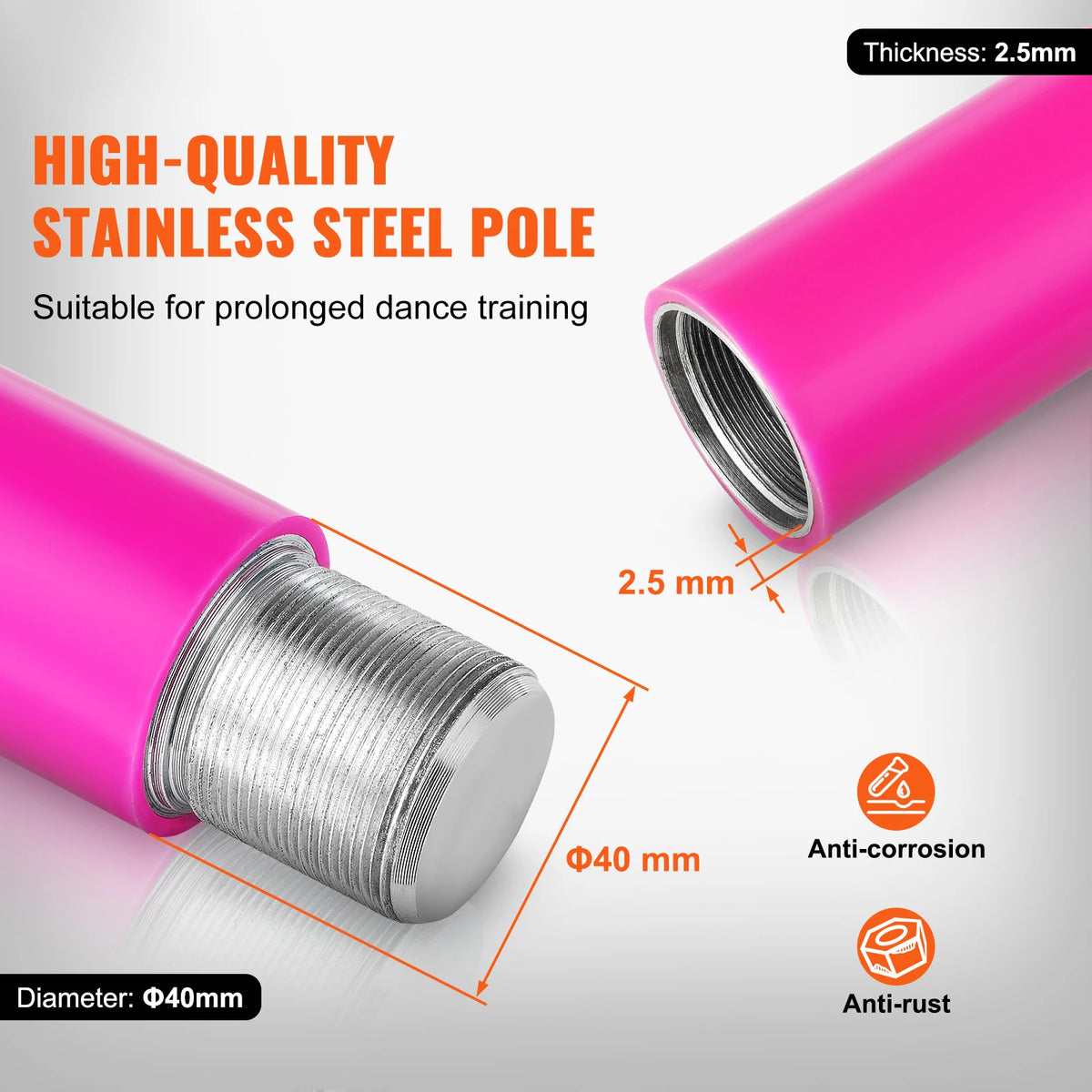 SucceBuy Adjustable Spinning Dance Pole – Portable, 441 lb Cap Fitness Dance Pole Vue