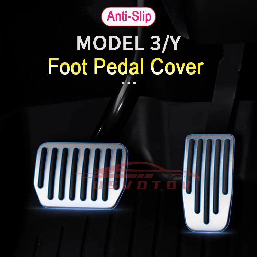 Aluminum Alloy Accelerator Gas Fuel Brake Rest Pads Mat For Tesla Model 3 Y Juniper 2025 2024 Foot Pedals Cover Car Accesories Vue