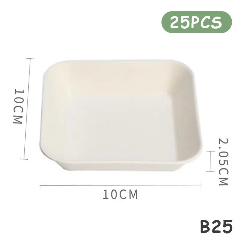 10 White Compostable Dessert Plates Snack Made Sugarcane Waste Vue B25