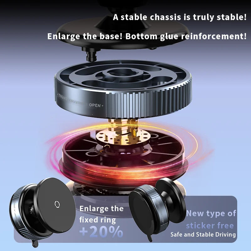 K009 Car Phone Holder Mechanical Vacuum Suction Cup Strong Magnetic Adsorption Bracket For Gym Kitchen Car Navigation Stand Vue