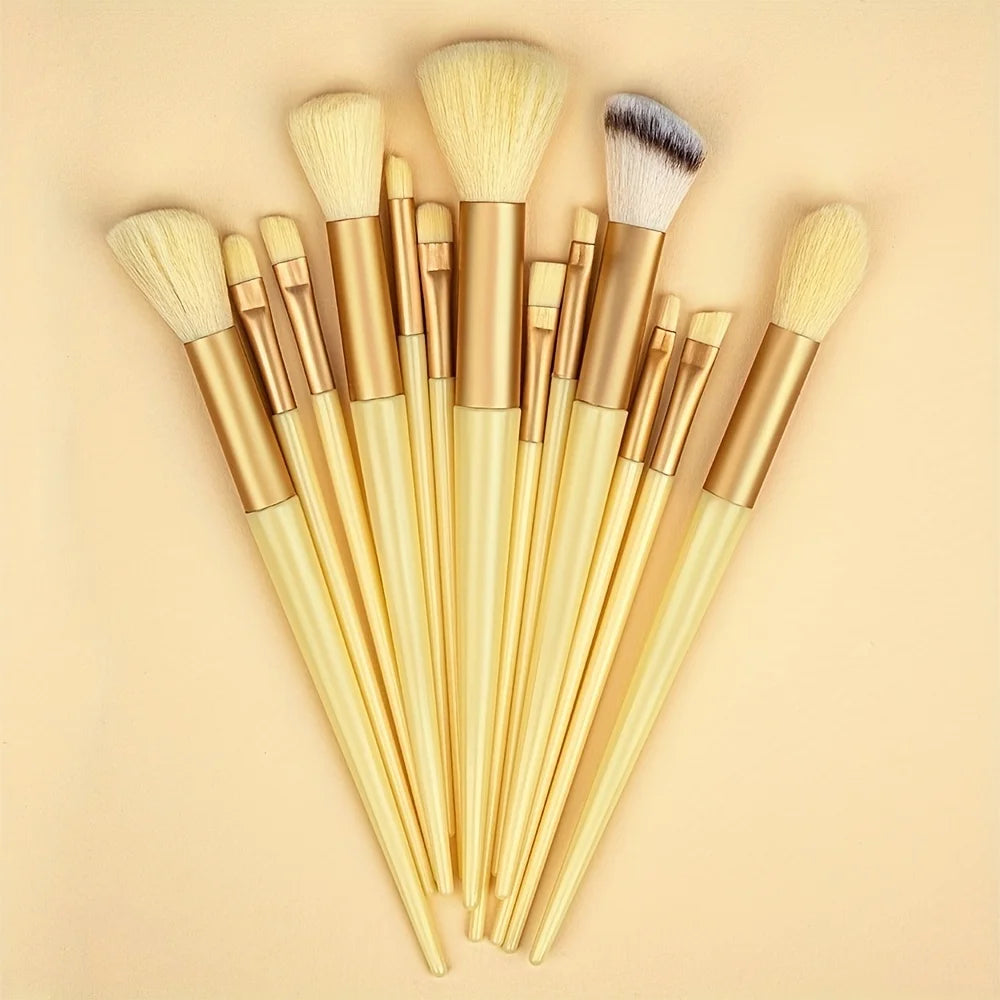 13/25Pcs Makeup Brushes Set Soft Fluffy Brush Foundation Cosmetic Blush Powder Eyeshadow Beauty Tool With Makeup Sponge Puff Kit Vue 13Yellow