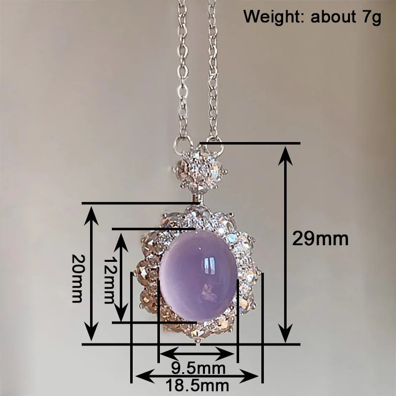 Huitan Purple Opal Cubic Zirconia Flower Pendant Necklace Pendant Necklace Vue