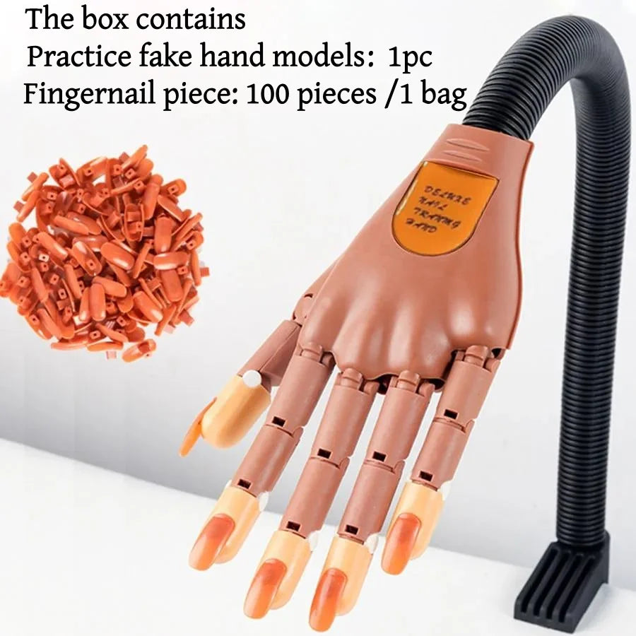 Professional Manicure Practice Hand, 1 Box Manicure Training Practice Hand Model with False Nails, Manicure Tool for Home Salon Vue 1 box